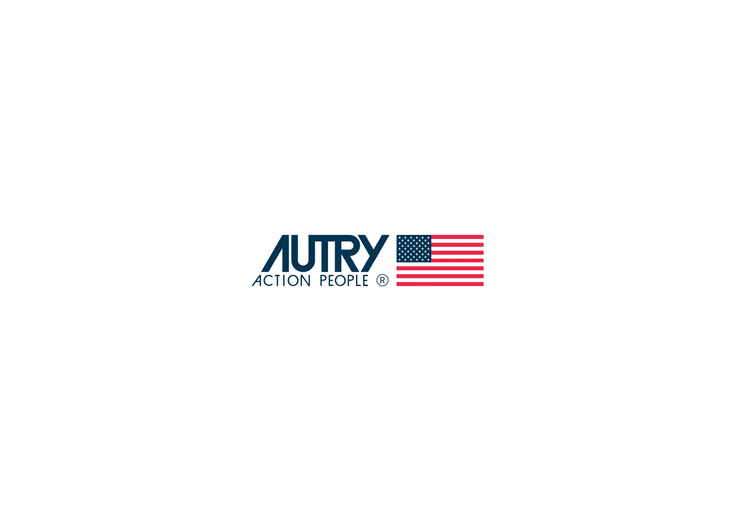 Opening page: the Autry Action People wordmark and flag centred on white