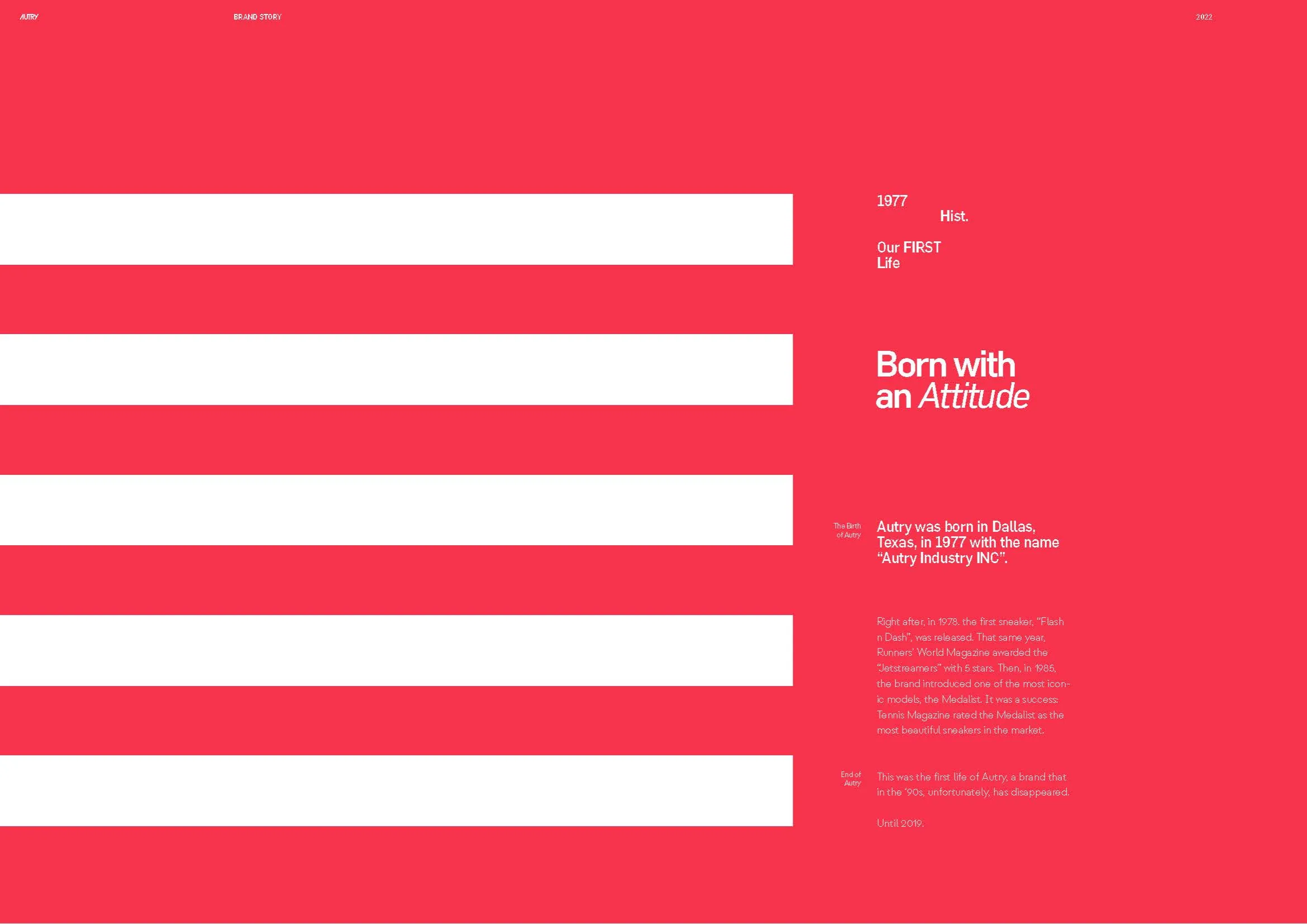 Born with an Attitude: the 1977 origin set in white stripes across a full red page