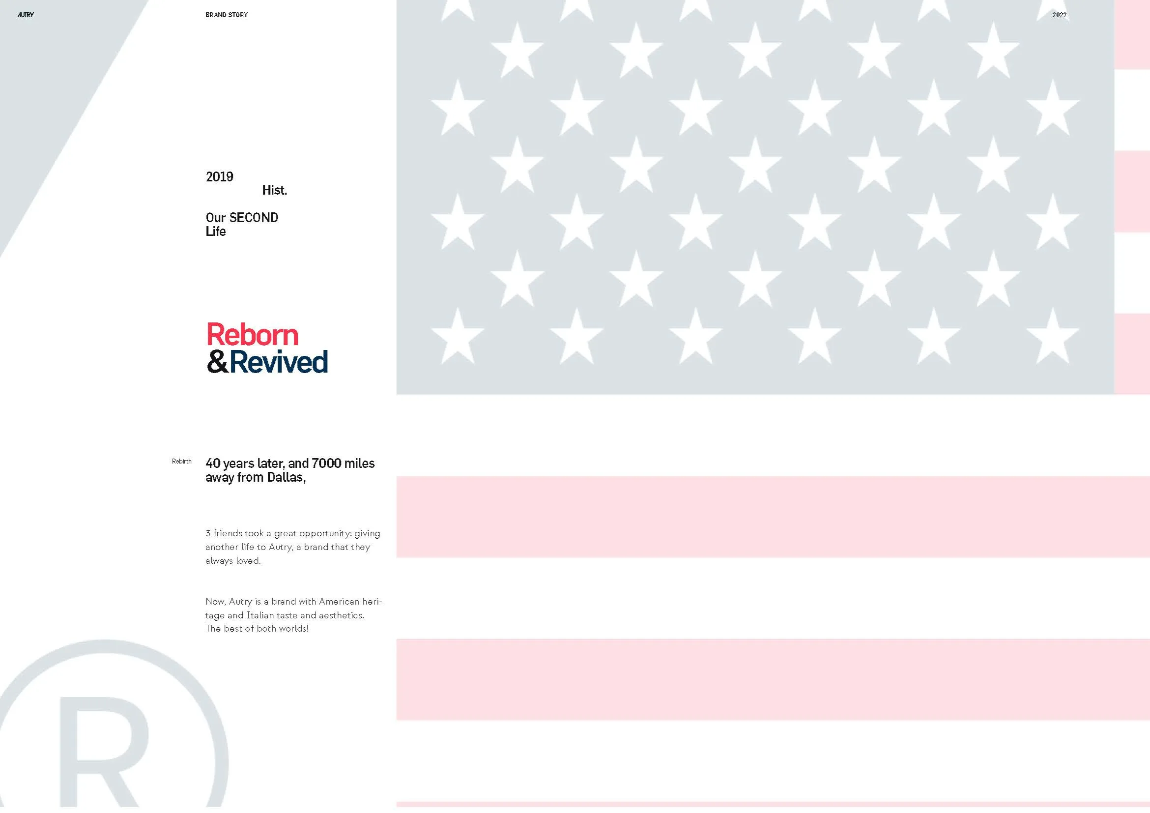Reborn and Revived: the 2019 relaunch page built from an oversized flag