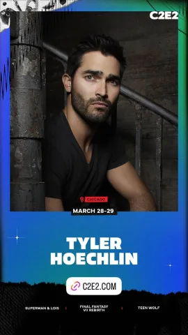 Guest story: Tyler Hoechlin photographed in a stairwell, Superman and Lois and Teen Wolf credited