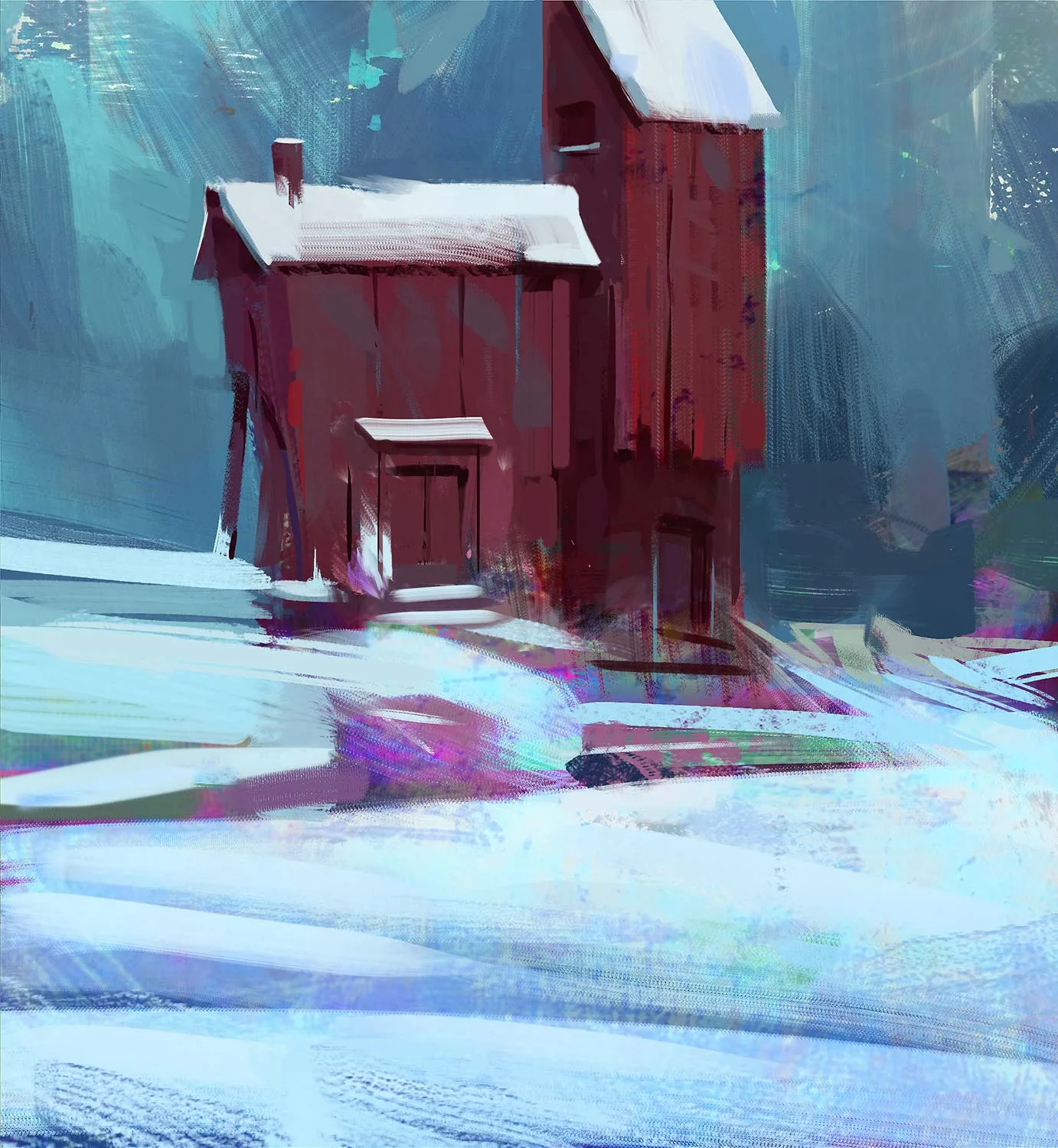 Redhouseinsnow